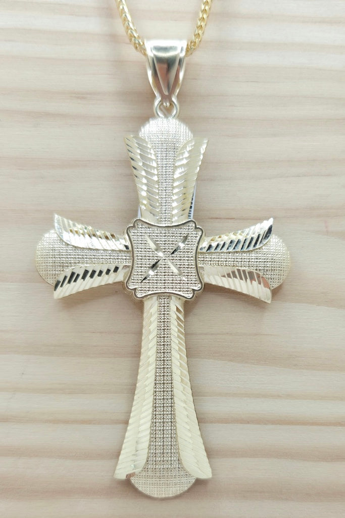 10KT LARGE DIAMOND CUT CROSS PENDANT Weight 8.6GR