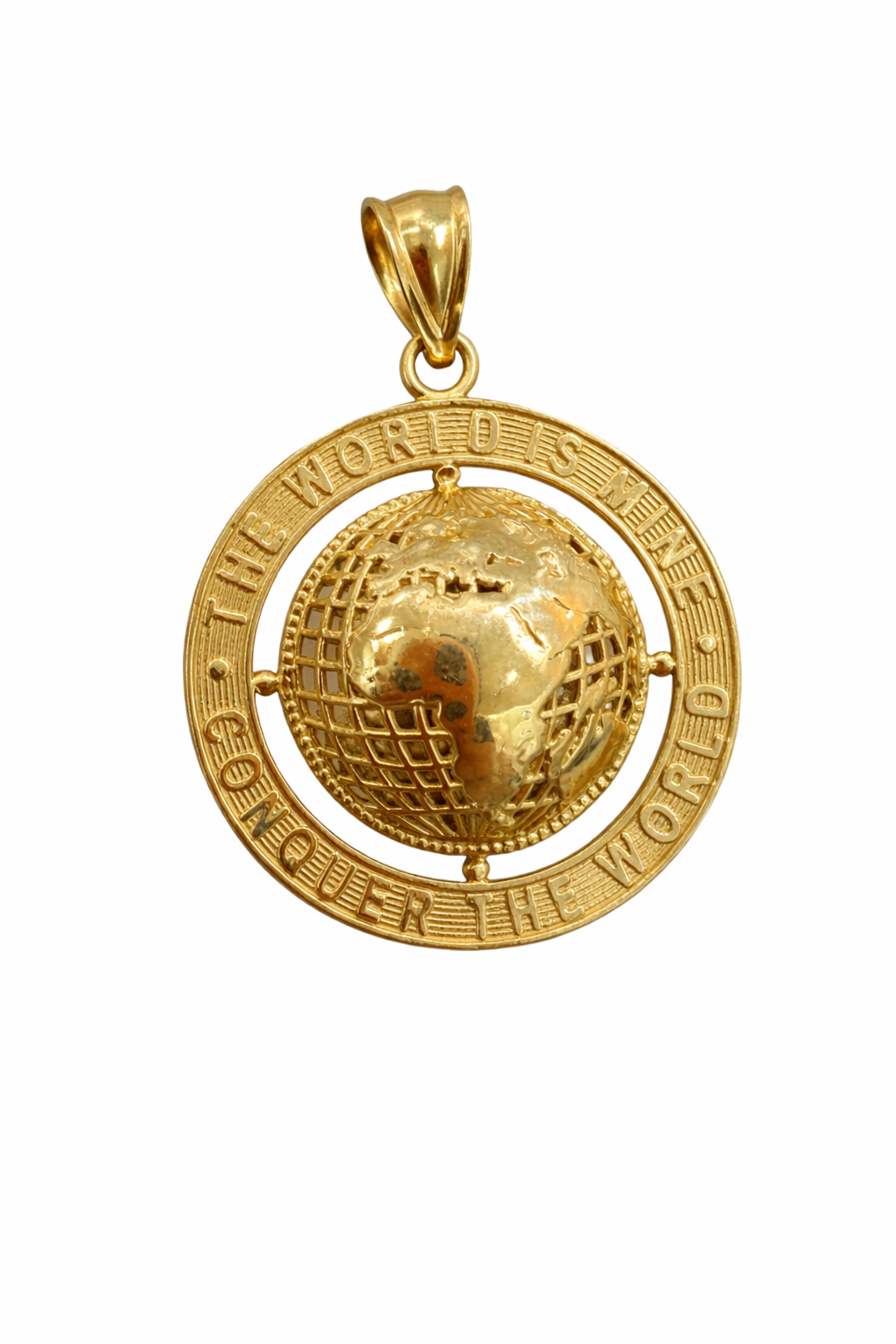 10KT SMALL "WORLD IS MINE'' ''WORLD IS YOUR'' PENDANT Size  Weigth 4.5GR