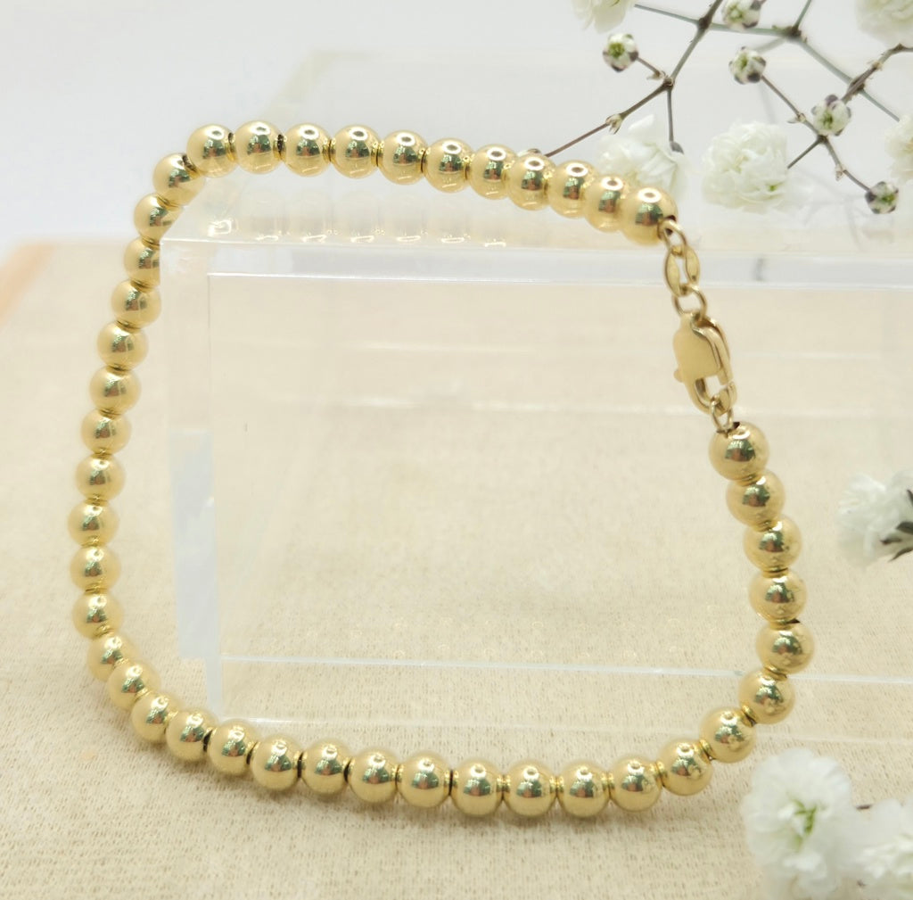 10KT BALLS BRACELET Size 5MM 8INCH Weight 4.6GR