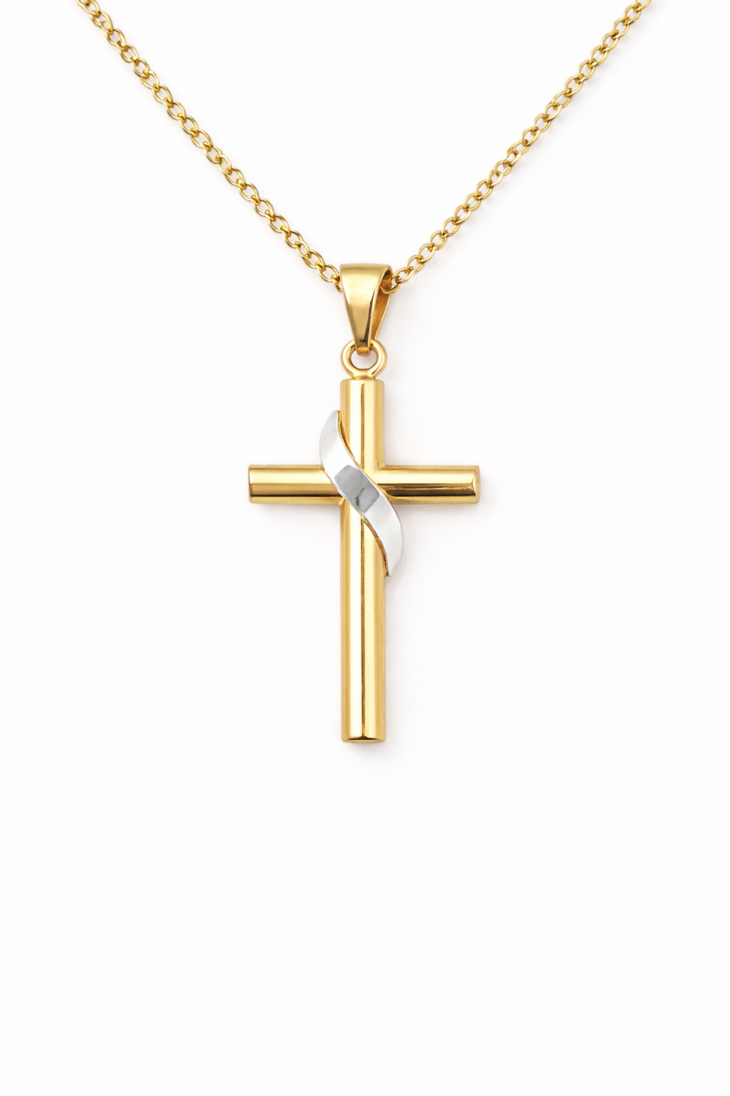 14KT SMALL CROSS PENDANT WITH WHITE GOLD DETAIL Size  Weigth 0.8GR