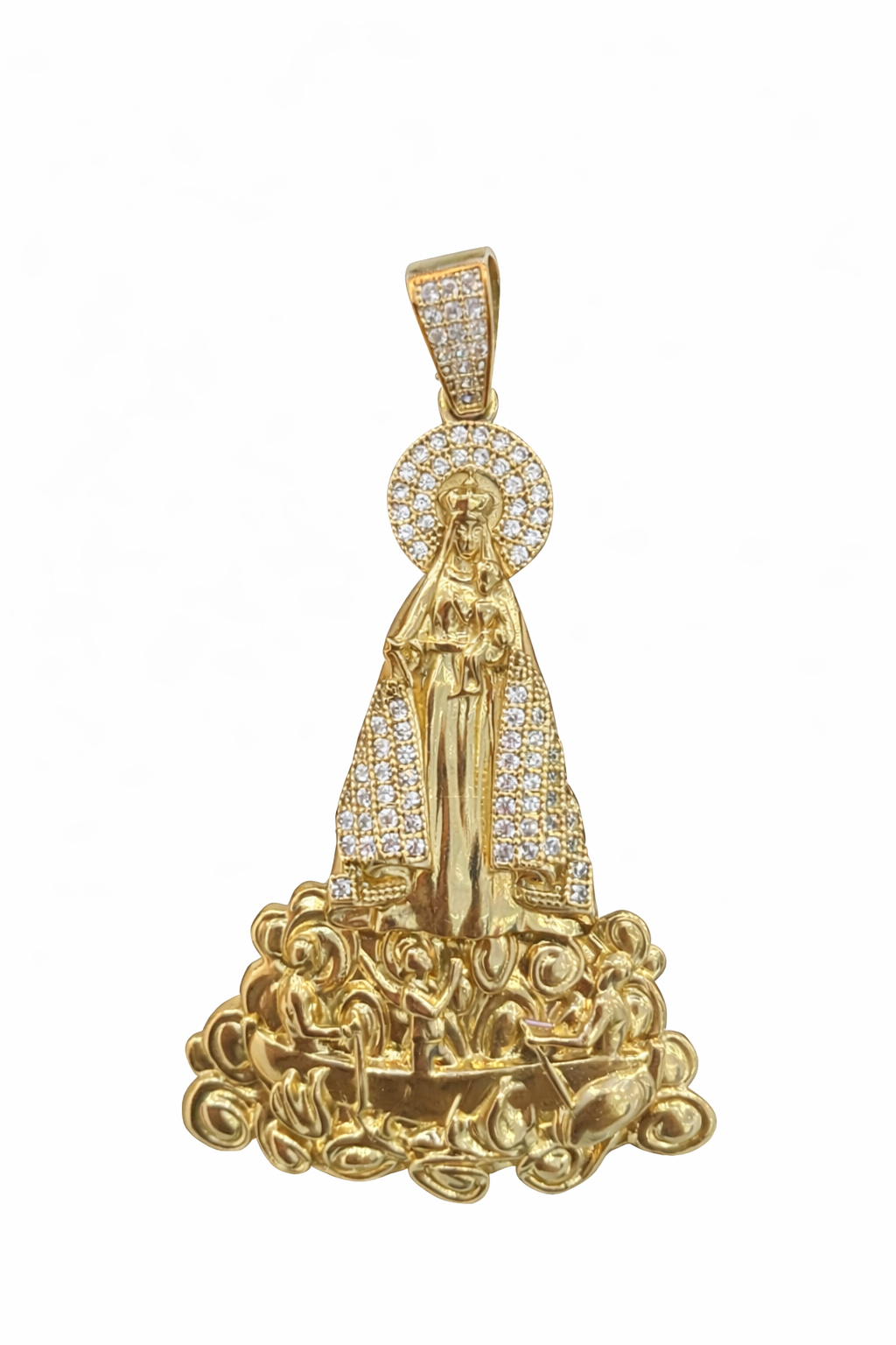 10KT EXTRA LARGE CZ DETAILS CARIDAD PENDANT Size EXTRA LARGE Weigth 12.4GR