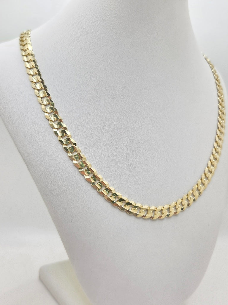 14KT SOLID CUBAN CURB FLAT CHAIN CLOSE LINK Size 22INCH 6.9MM Weight 31.5GR