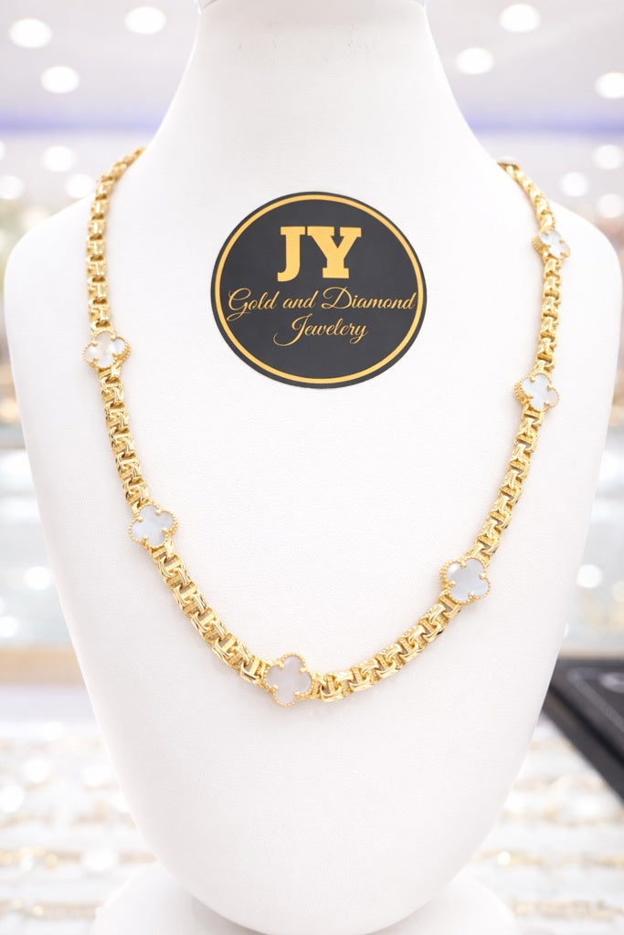10KT FLOWER NECKLACE Size 18INCH 5MM Weigth 21.4GR