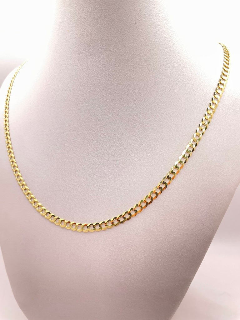 10KT CUBAN CURB FLAT CHAIN 22INCH 4MM