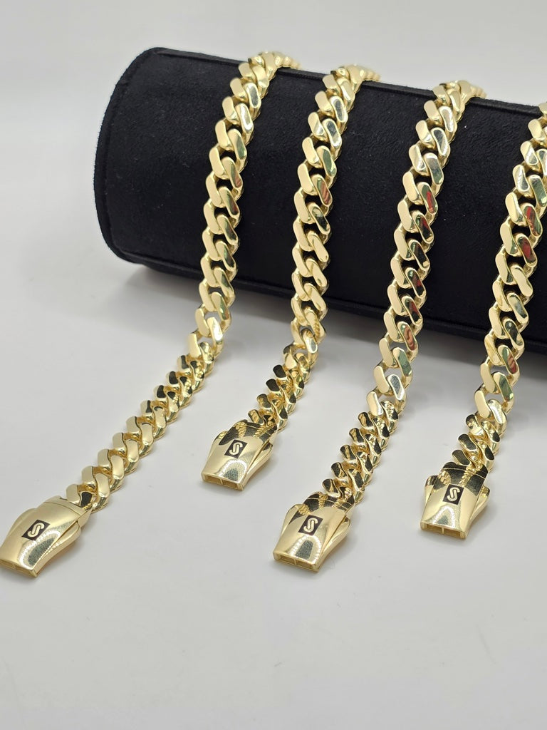 10KT CERTIFIED PLAIN MONACO BRACELET Size 8INCH 9.5MM Weight 12.3GR