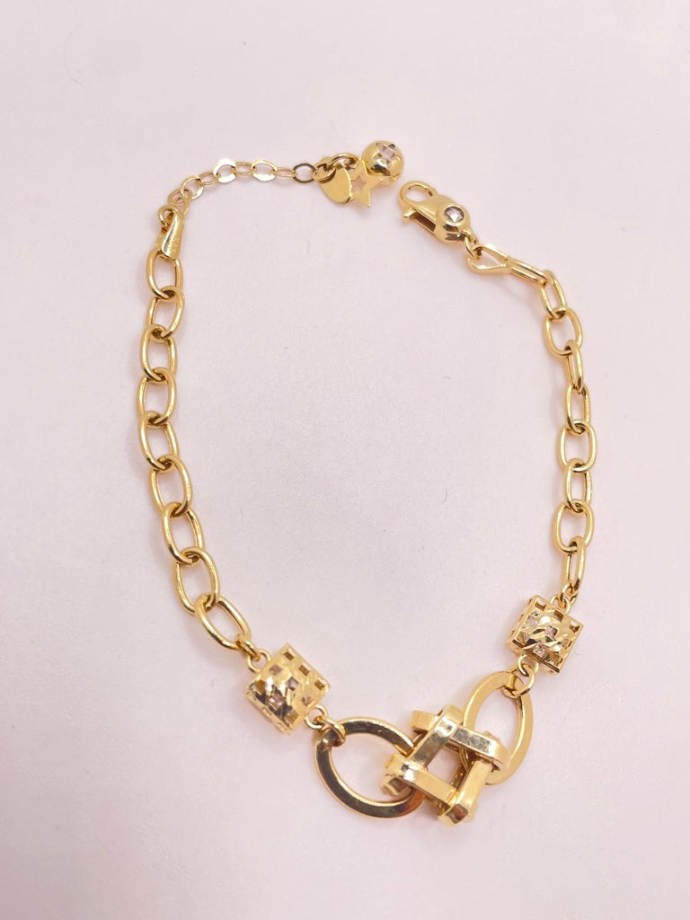 14KT DELICATE BRACELET WITH SQUARES Size 8INCH Weight 5.9GR