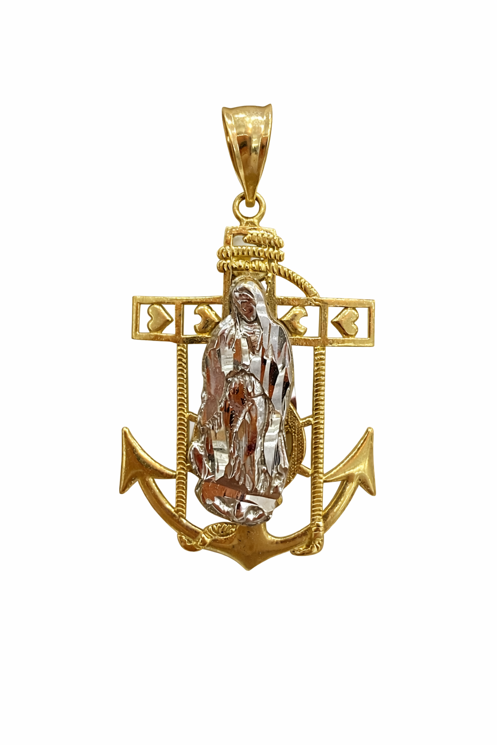 14KT ANCHOR CHRIST TWO TONES PENDANT Weight 4.5GR