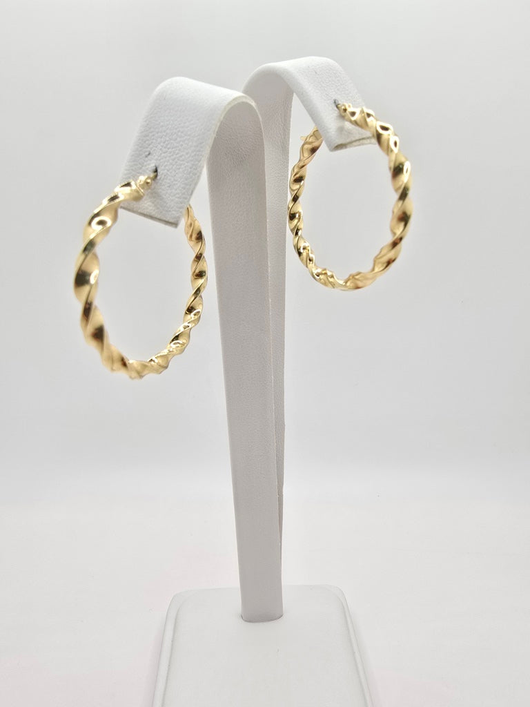 10KT ROPE DESIGN TWISTED HOOPS EARRINGS Size 3MM Weight 2.4GR