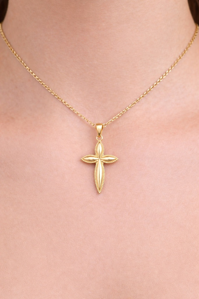 14KT DELICATE MANDALA CROSS PENDANT Weigth 0.7GR