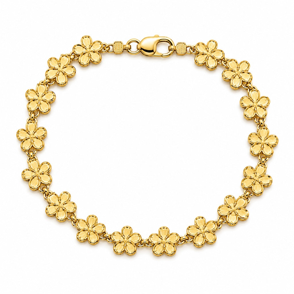 10KT SMALL GOLDEN FLOWERS BRACELET Size 7.5INCH  Weigth 8.5GR