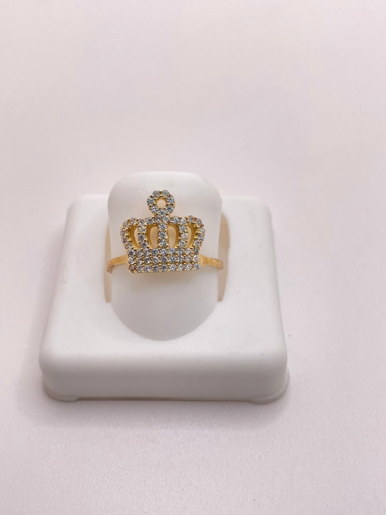 10KT DELICATE KING CROWN RING WITH ZIRCONIA INSIDE Size 6 Weight 1.71GR