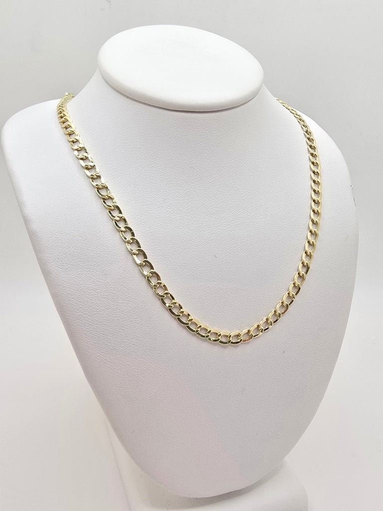 10KT HOLLOW CUBAN CURB FLAT CHAIN  Size 24INCH 3.5MM Weight 4.6GR