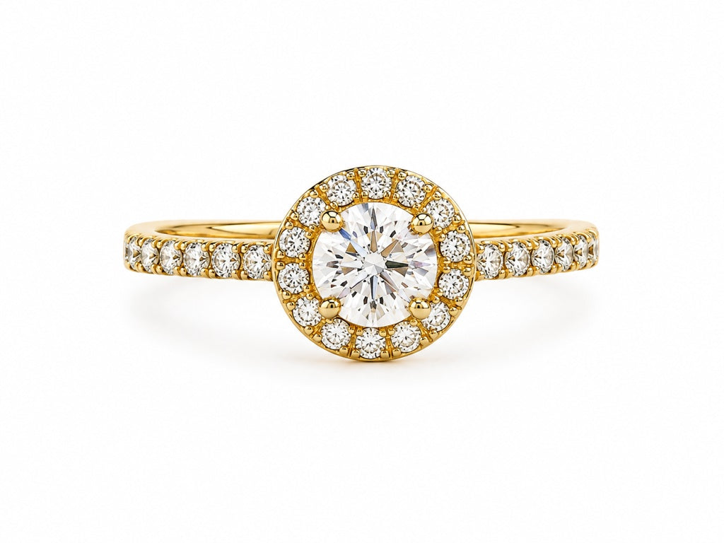 14KT GOLD AND MOISSANITE SOLITARE RING+DIAMOND Size 7