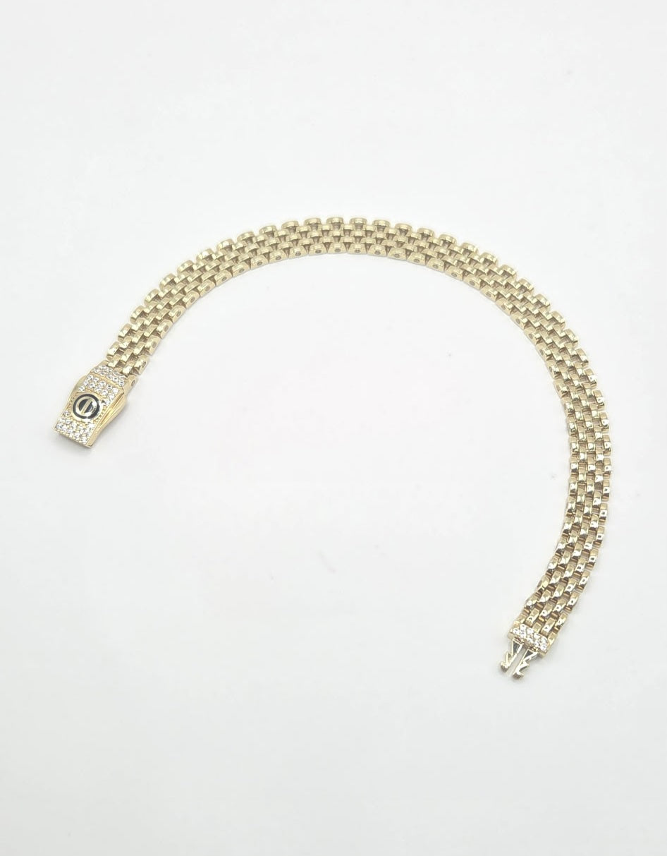 10KT MODERN CZ DETAILS WATCH BRACELET Size 7INCH 7MM Weigth 8GR