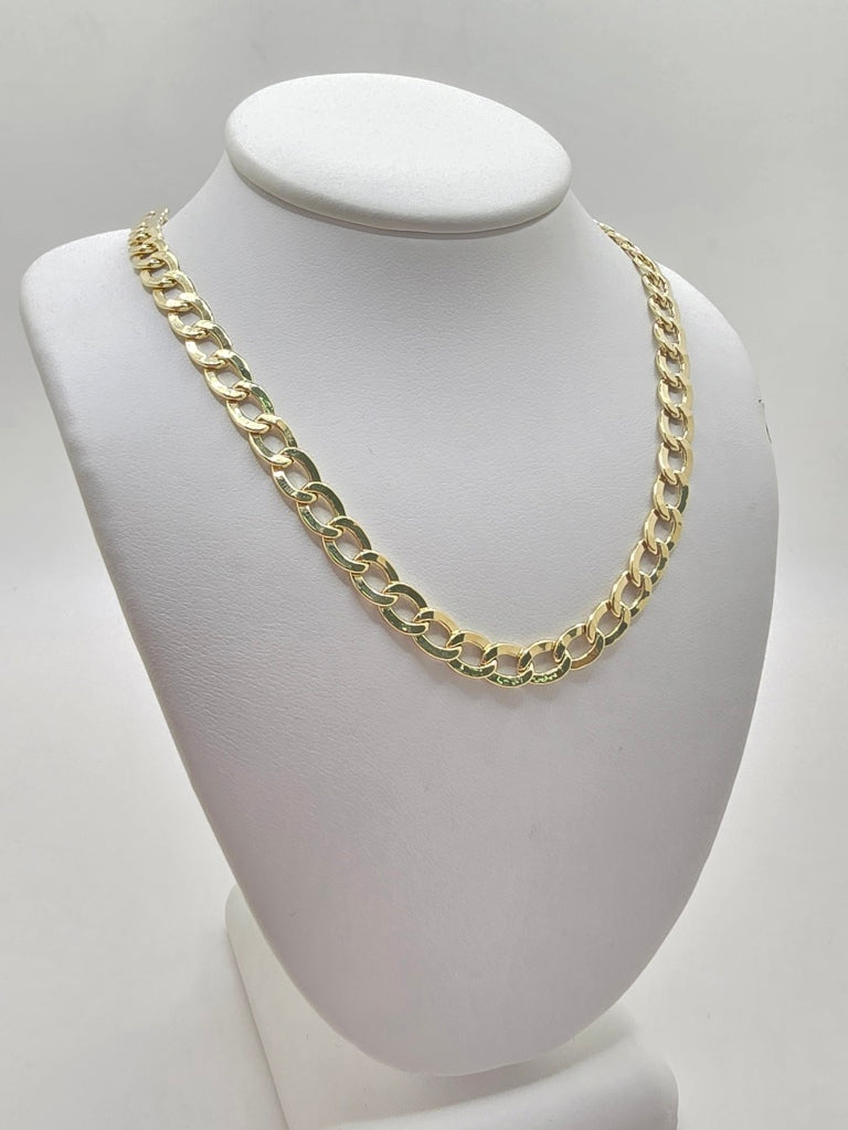 10KT HOLLOW  CUBAN CURB FLAT CHAIN Size 22INCH 5.5MM Weight 10GR