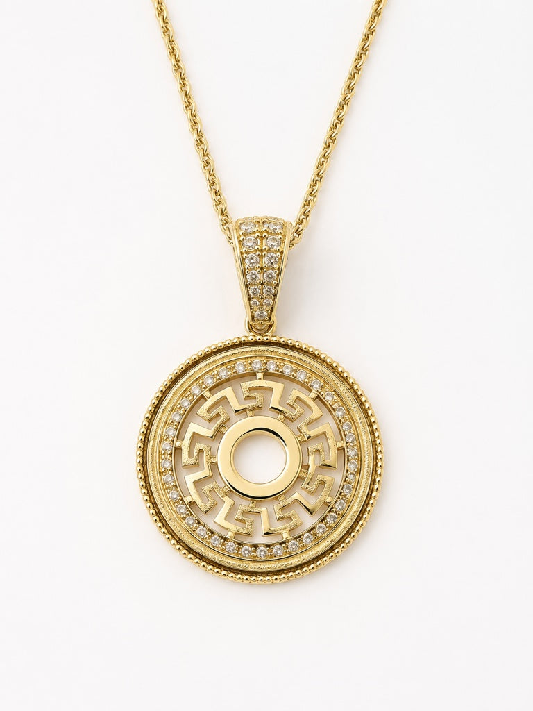 10KT ROUND GREEK PENDANT Size  Weigth 2.6GR