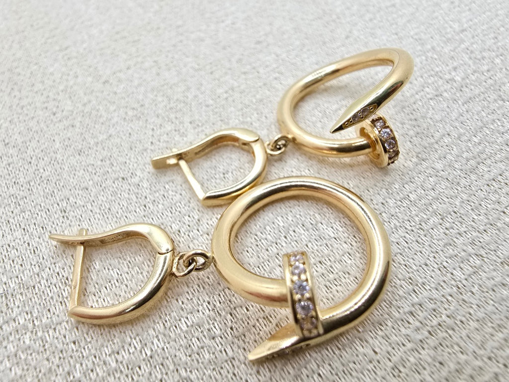 14KT NAIL PENDANT EARRING Weight 5.3GR