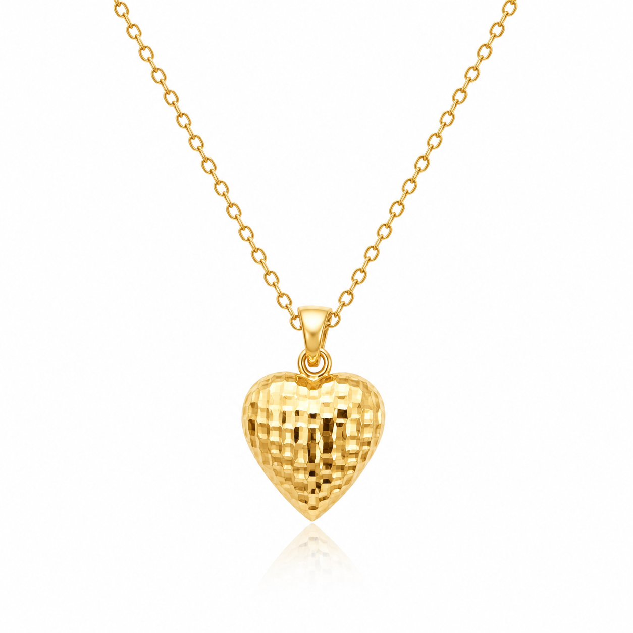 14KT DIAMOND CUT HEART PENDANT Size SMALL Weigth 1.5GR