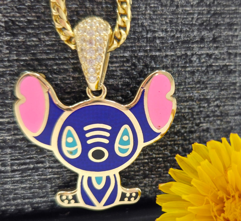 10KT BLUE FLAT STYLE STITCH PENDANT Weight 3.4GR
