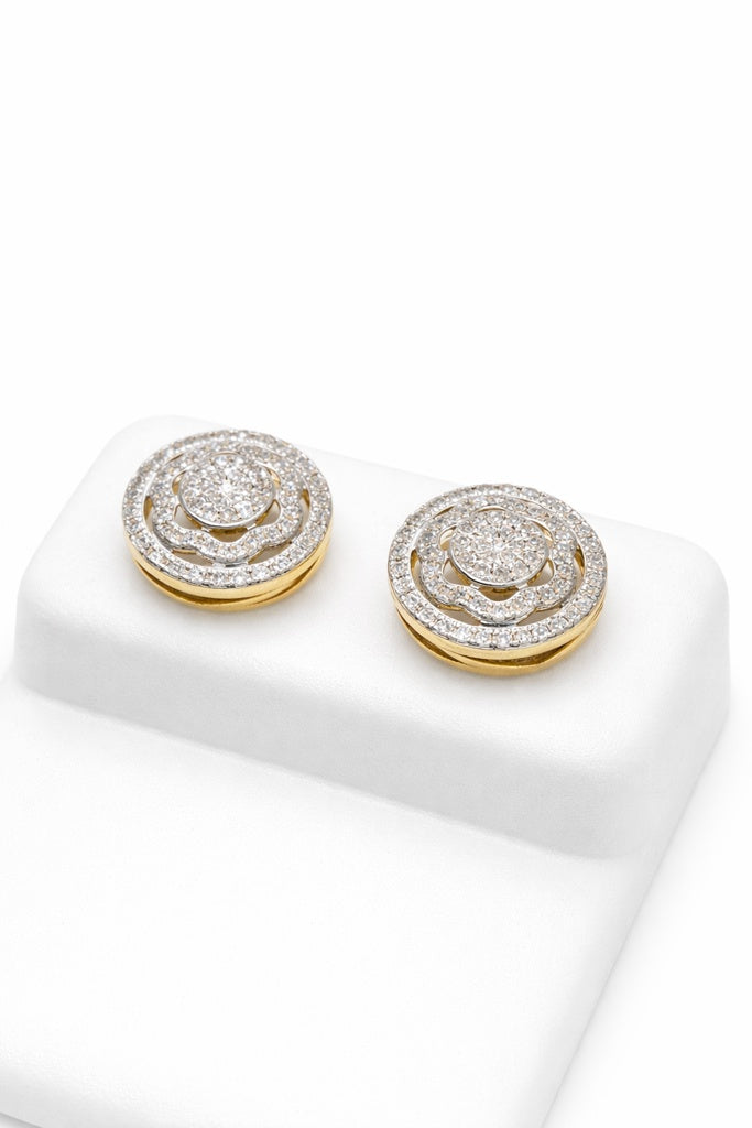 14KT ELGANT ROUND NATURAL DIAMOND  EARRINGS