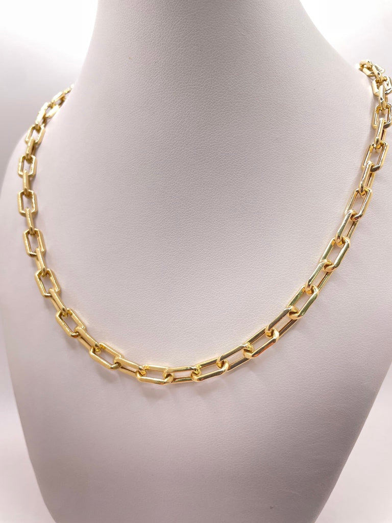 14KT PAPER CLIP CHAIN 18INCH 6MM