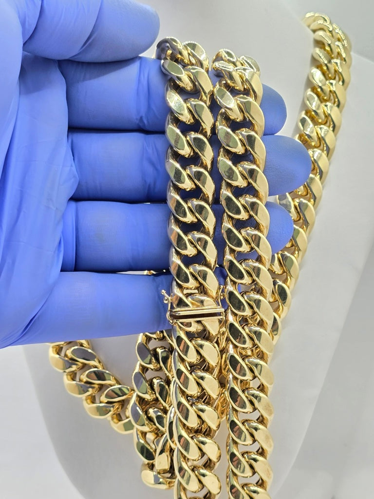 10KT SEMISOLID MIAMI CUBAN CHAIN 15MM 26INCH Weight 131.2GRS