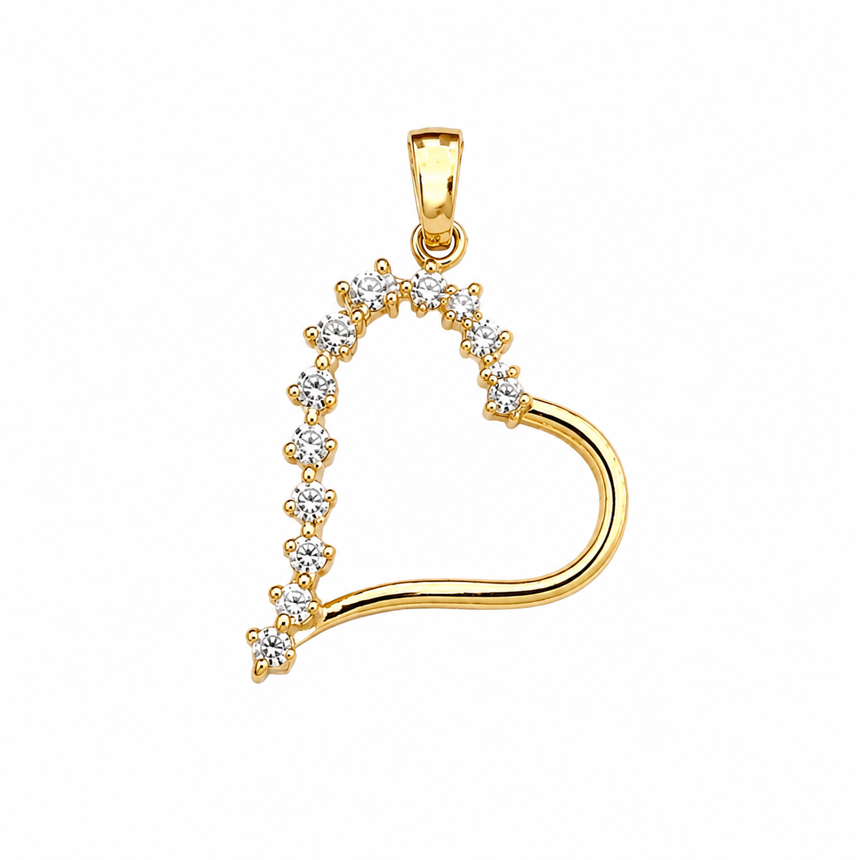 10KT STONES DETAILS HEART PENDANT Size SMALL Weigth 1.4GR