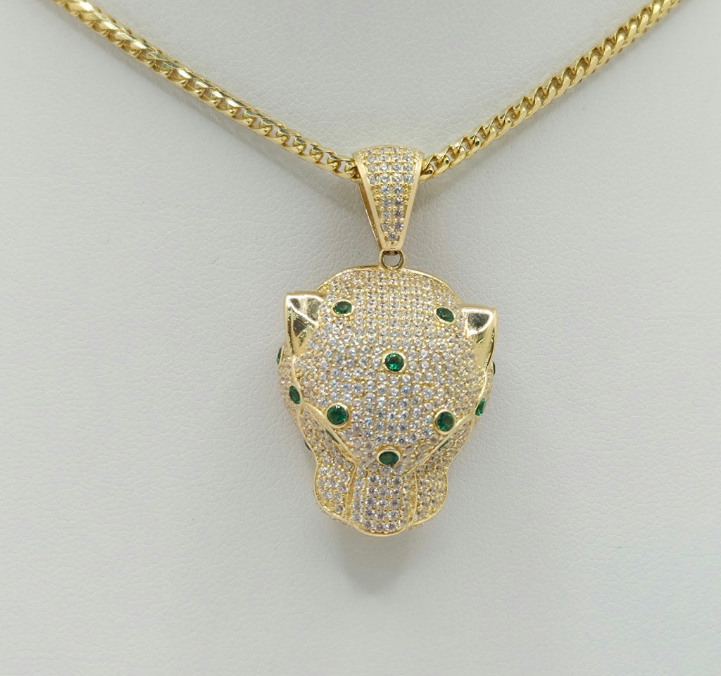 14KT MODERN CZ TIGER HEAD PENDANT Weight 7.3GR