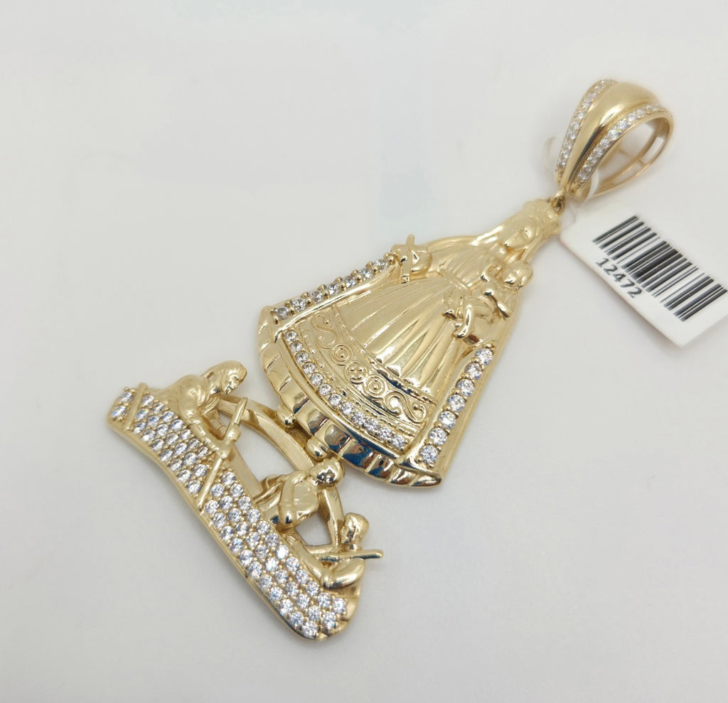 10KT CARIDAD PENDANT BODY CHAPE CZ Size SMALL Weight 2.2GR
