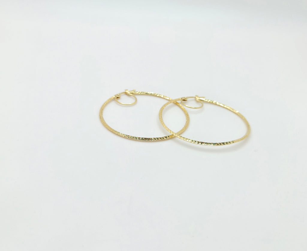 10KT MEDIUM FINE DIAMOND CUT HOOPS EARRINGS Weight 1.7GR