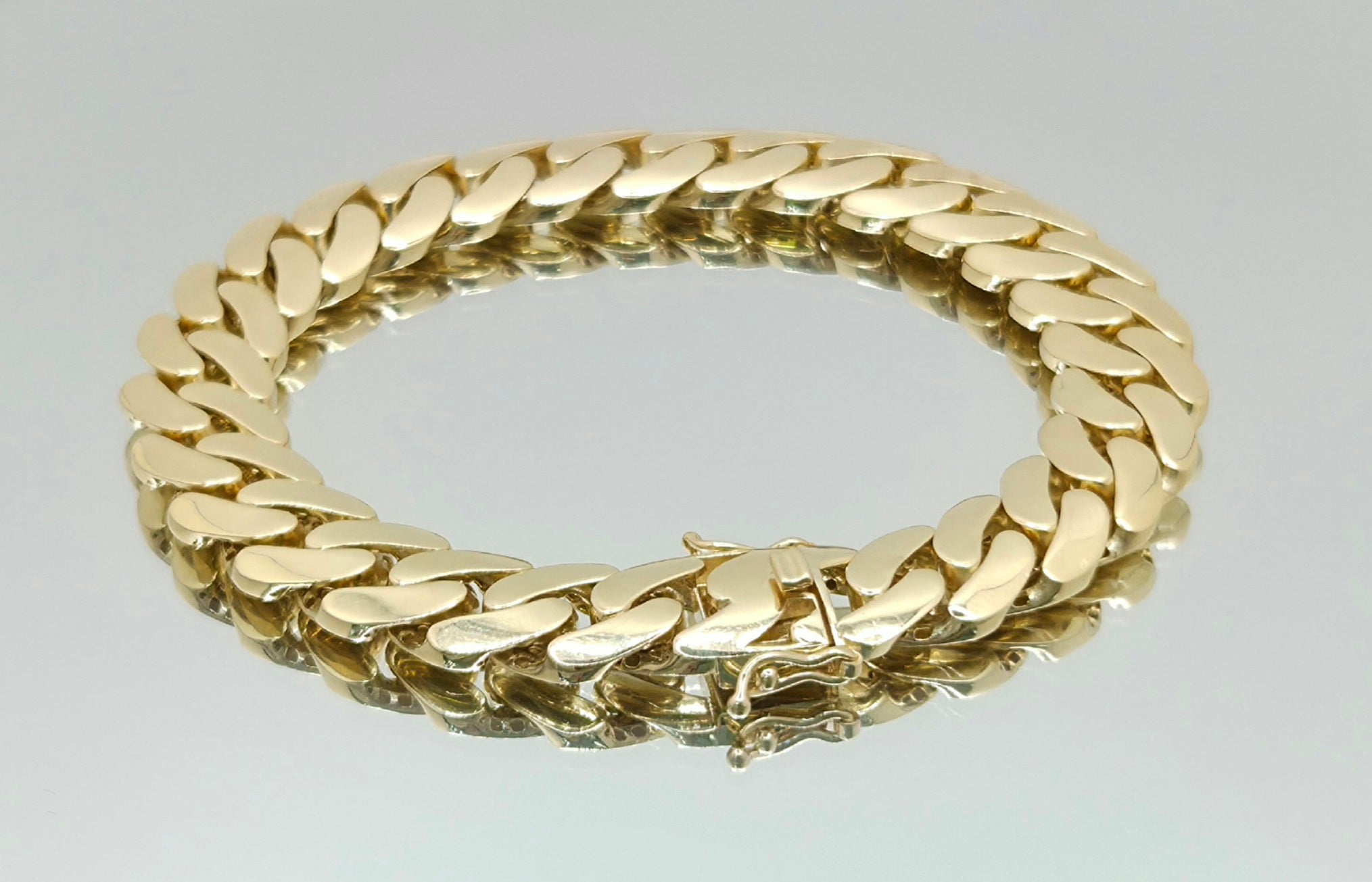 10KT SEMISOLID MIAMI CUBAN BRACELET Size 8INCH 13.5MM Weight 26.1GR