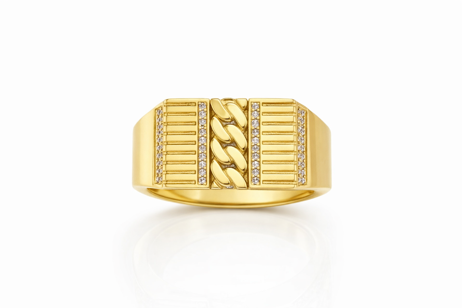 14KT MODERN CHAIN STYLE MAN'S RING Size 12 Weigth 6.3GR