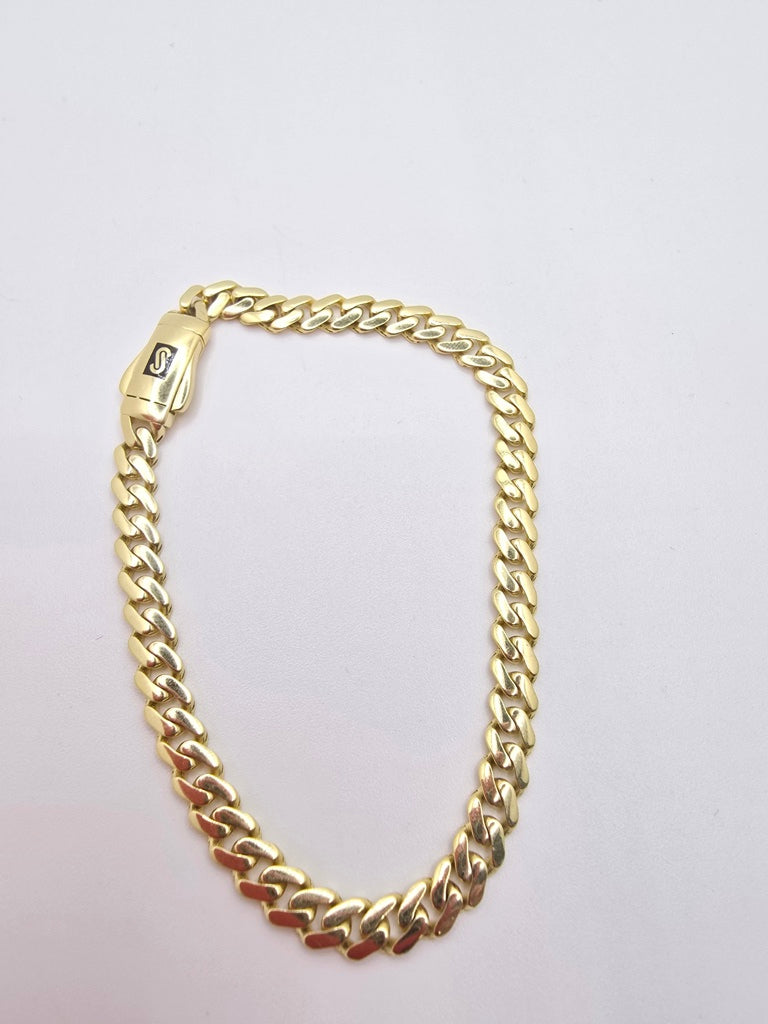 10KT PLAIN CERTIFIED MONACO BRACELET  Size 7.5INCH 5MM Weight 4.9GR