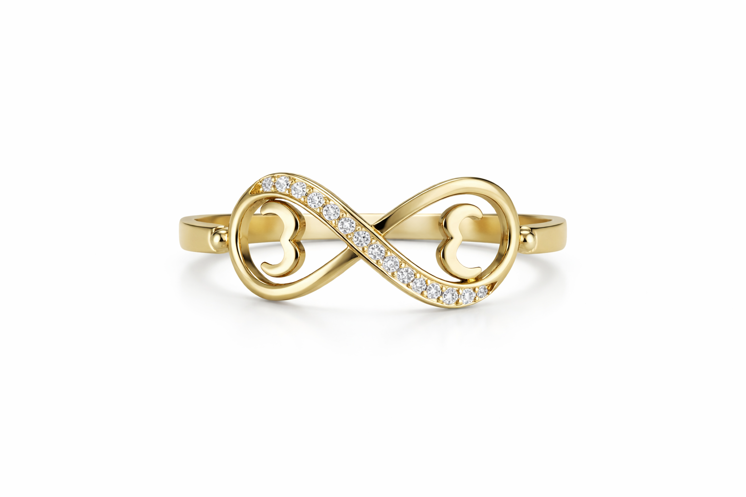 10KT TWO HEART CZ DETAIL RING  Weight 1.2GR