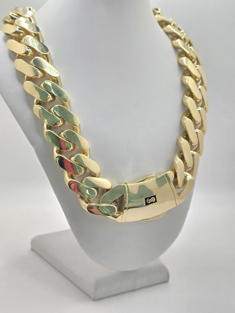 10KT CERTIFIED PLAIN MONACO CHAIN Size 26INCH 24MM Weight 100.3GR