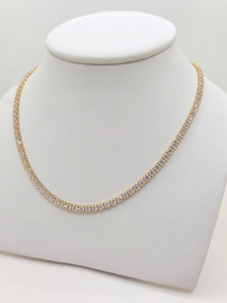 10KT TENNIS NECKLACE CZ Size 23INCH 3.5MM Weight 17.4GR