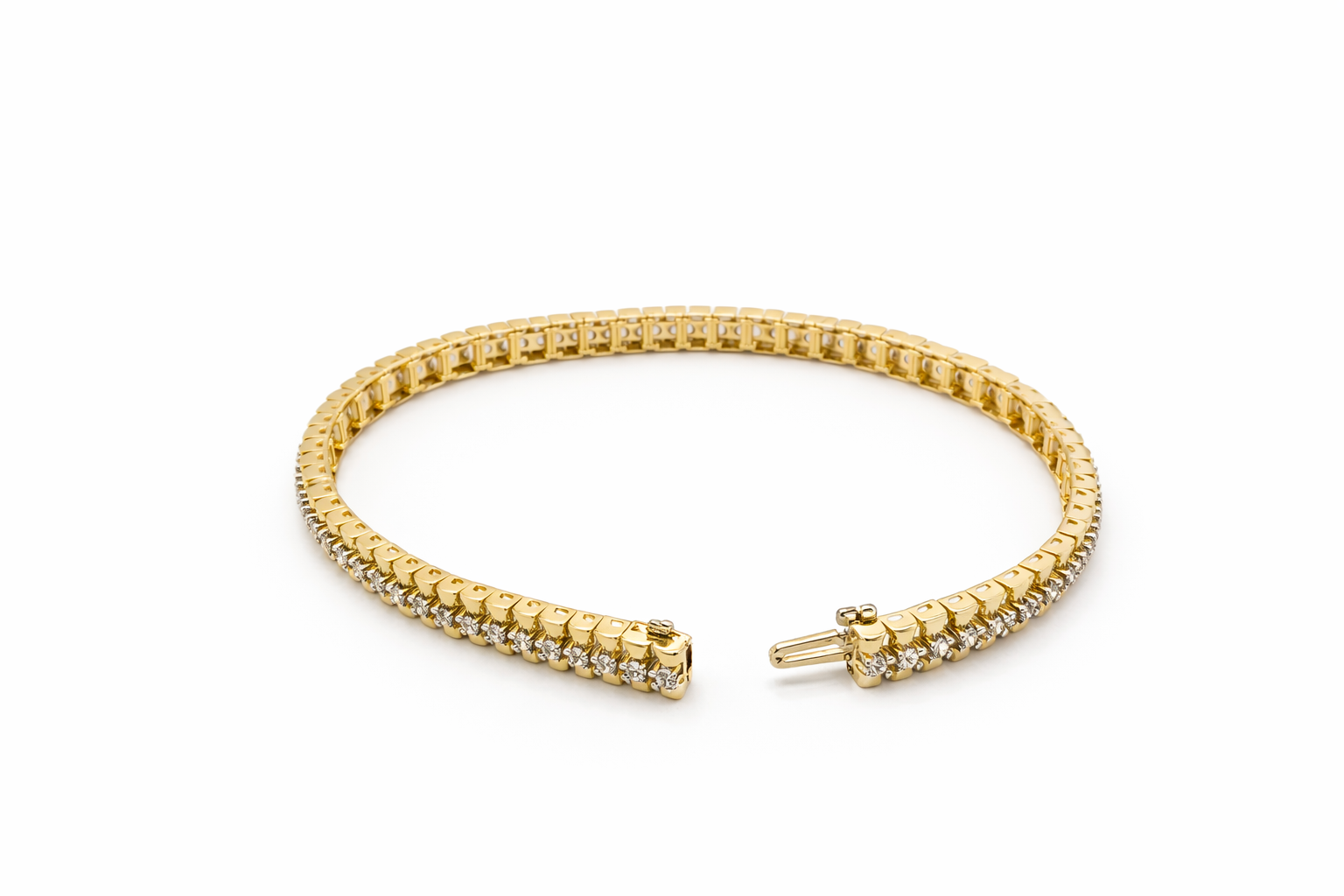 14KT YELLOW GOLD DIAMOND TENNIS BRACELET 6MM 7IN 18.7GRS