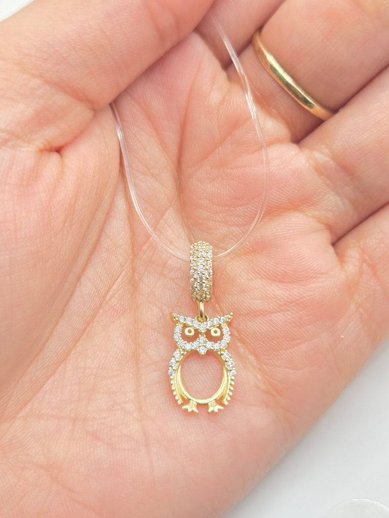 10KT CZ OWL CHARM Size  Weigth 1.8GR