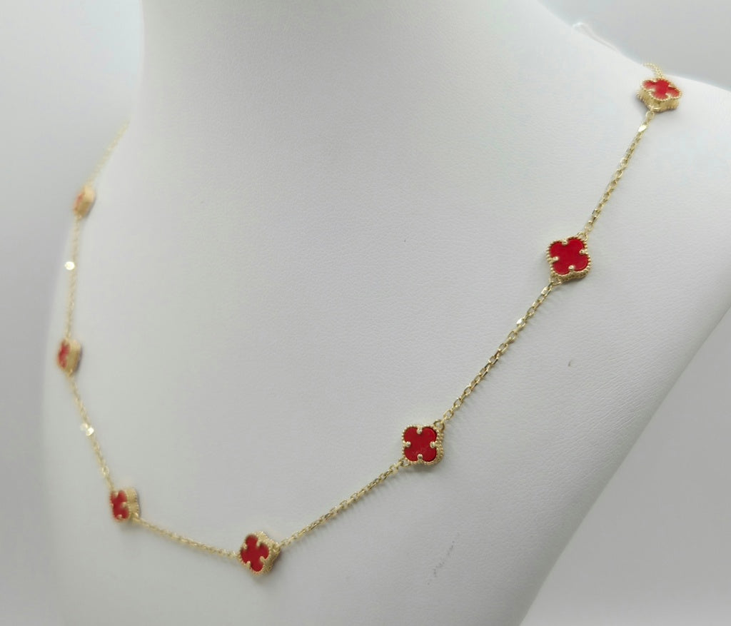 10KT SMALL RED CLOVER CHAIN Size 18INCH Weight 5.2GR