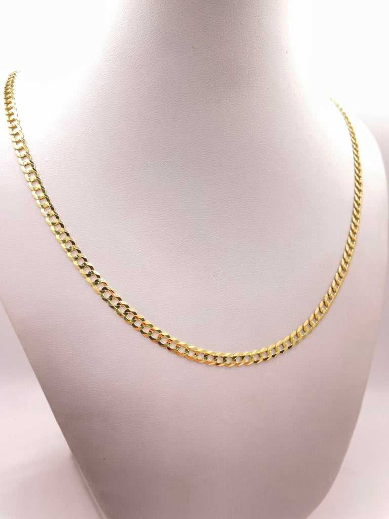 10KT CUBAN CURB FLAT CHAIN 22INCH 4MM