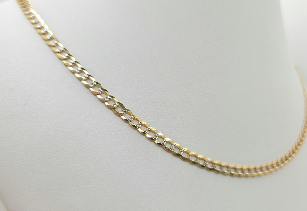 10KT TWO TONE CUBAN CURB FLAT CHAIN Size 20INCH 5MM Weight 10.7GR