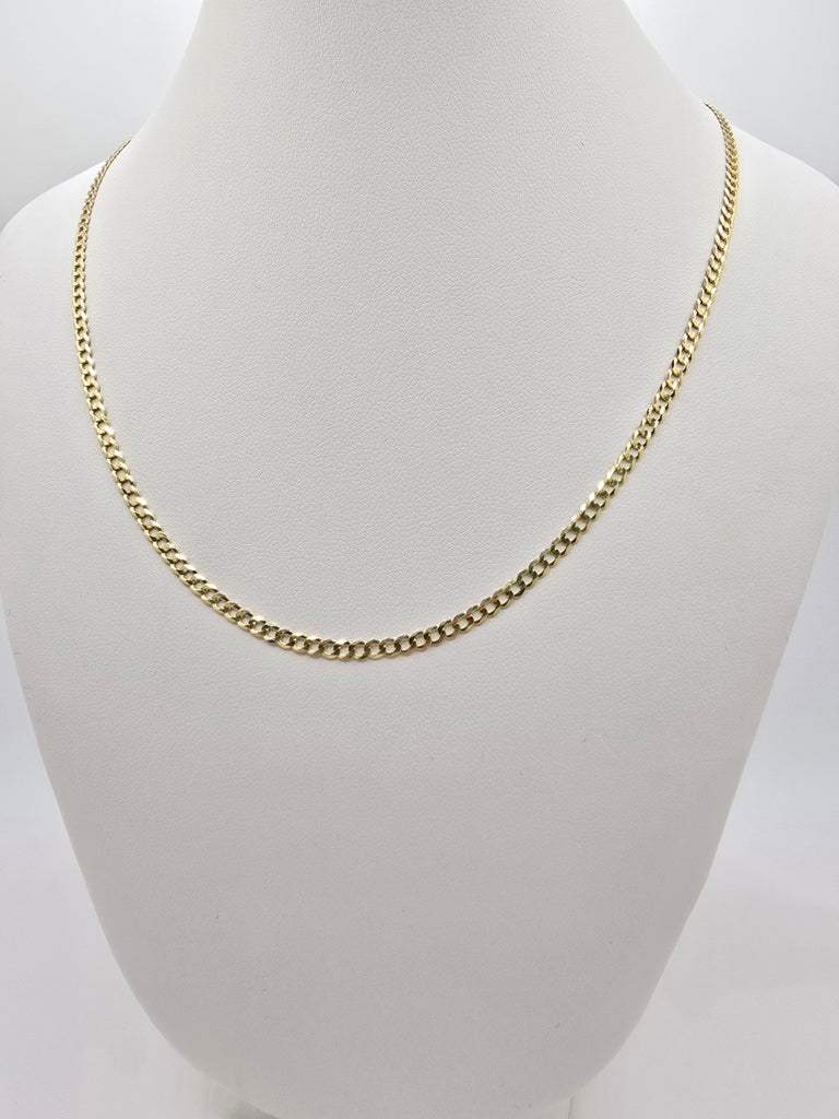 10KT SOLID CUBAN CURB FLAT CHAIN Size 22INCH 2MM Weight 3.9GR