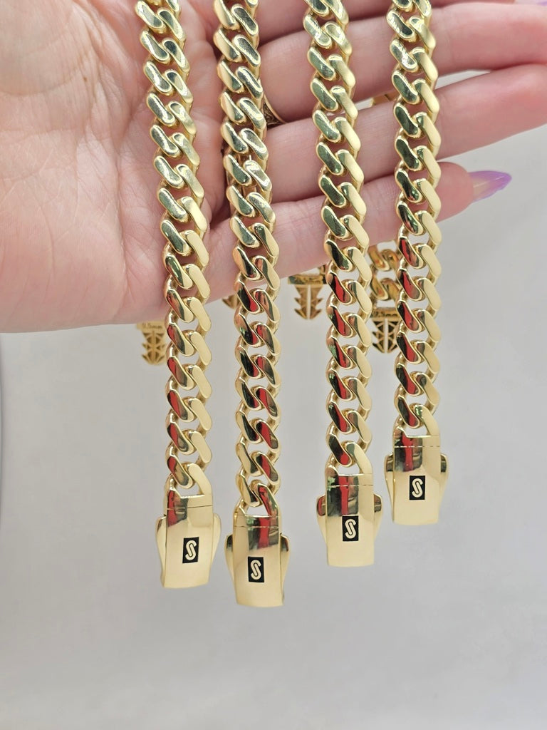 10KT CERTIFIED PLAIN MONACO BRACELET Size 8INCH 9.5MM Weight 12.3GR