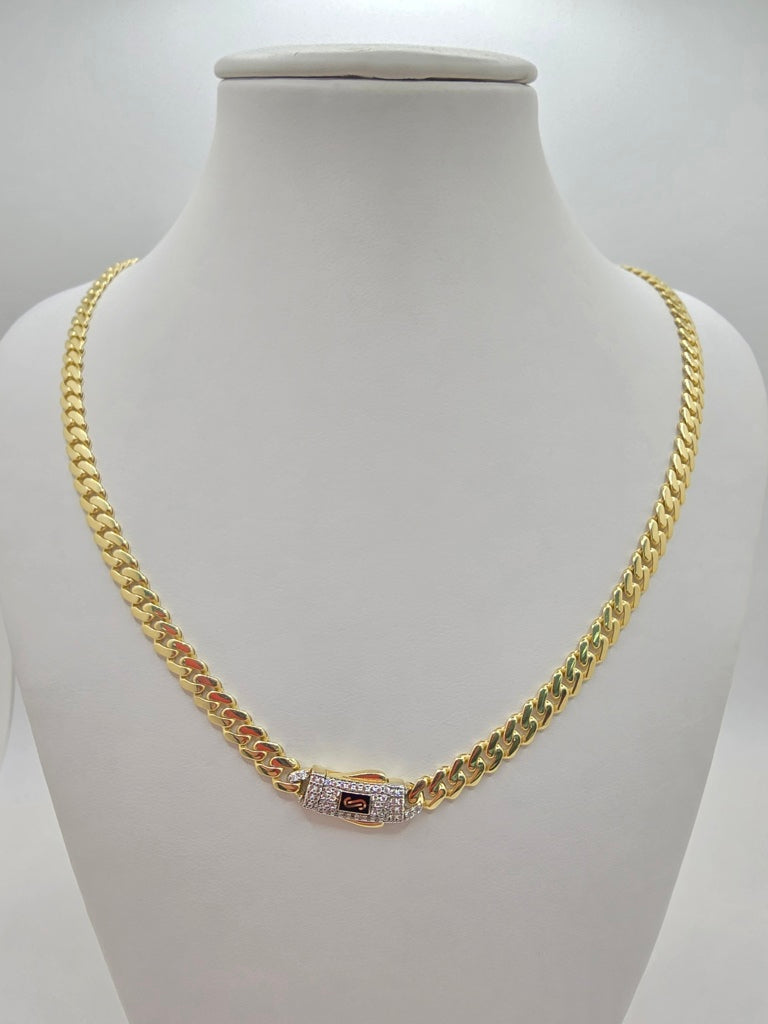 10KT CERTIFIED MONACO CHAIN CZ CLOSURE 5MM 20INCH 12.9GR