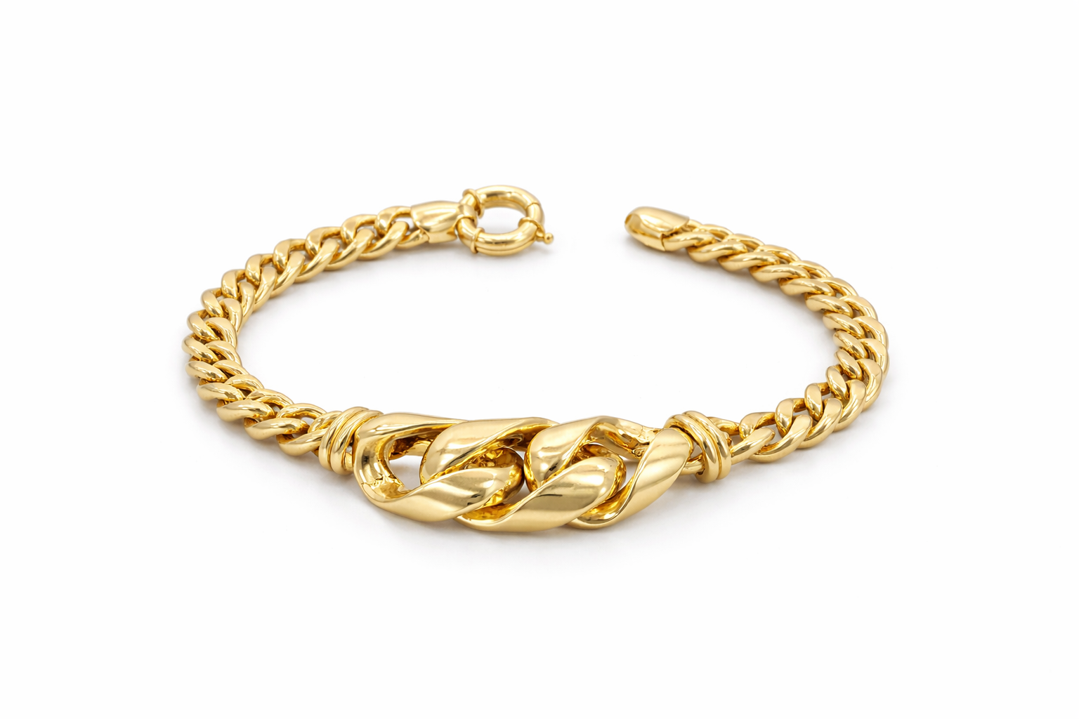 10KT LARGE CHAIN DETAIL BRACELET  Size 7INCH Weight 11.4GR