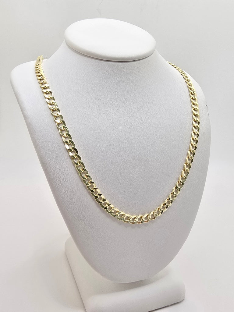 14KT HOLLOW CUBAN CURB FLAT CHAIN Size 18INCH 5MM Weight 9.8GR