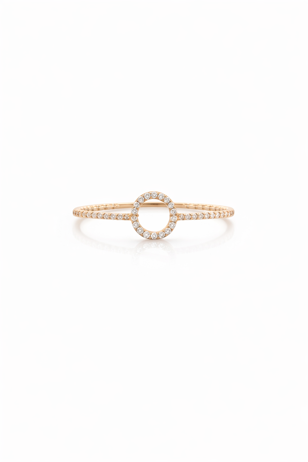 14KT DELICATE CZ CIRCLE SILHOUETTE RING Size 7 Weigth 0.9GR