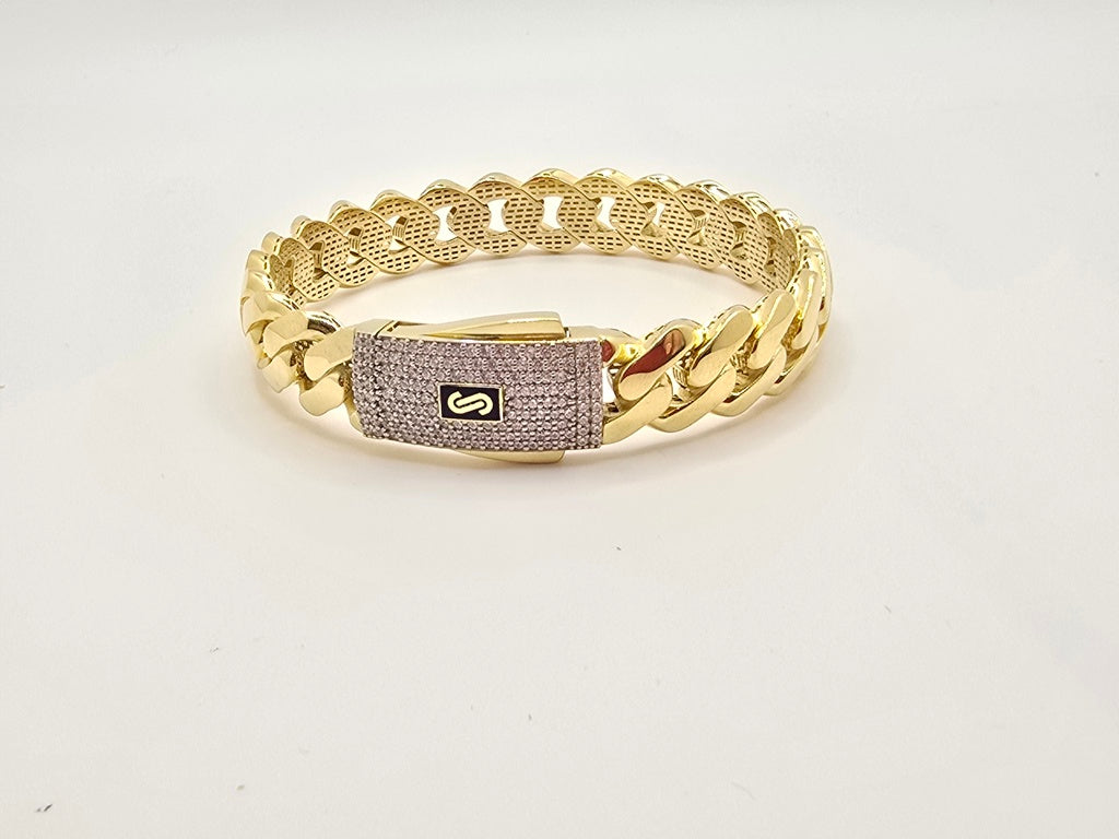 10KT CERTIFIED MONACO BANGLE CZ CLOSURE Size 13.5MM Weight 19.2GR