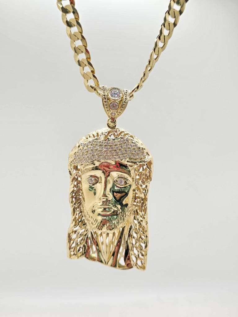 10KT EXTRA LARGE HOLLOW JESUS FACE PENDANT Weight 29.4GR