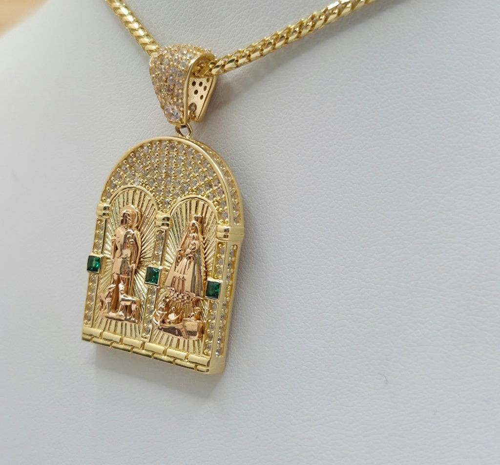 14KT HOUSE STYLE SAN LAZARO & CARIDAD PENDANT Weight 9.2GR